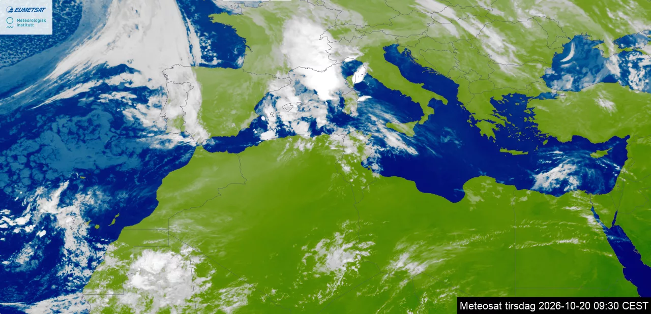 Image satellite météo de Nabeul et de la Tunisie