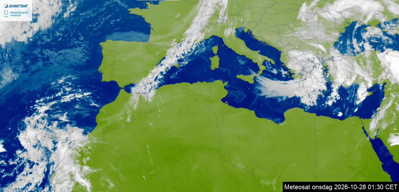Image satellite météo de Douar Ennbaza et de la Tunisie